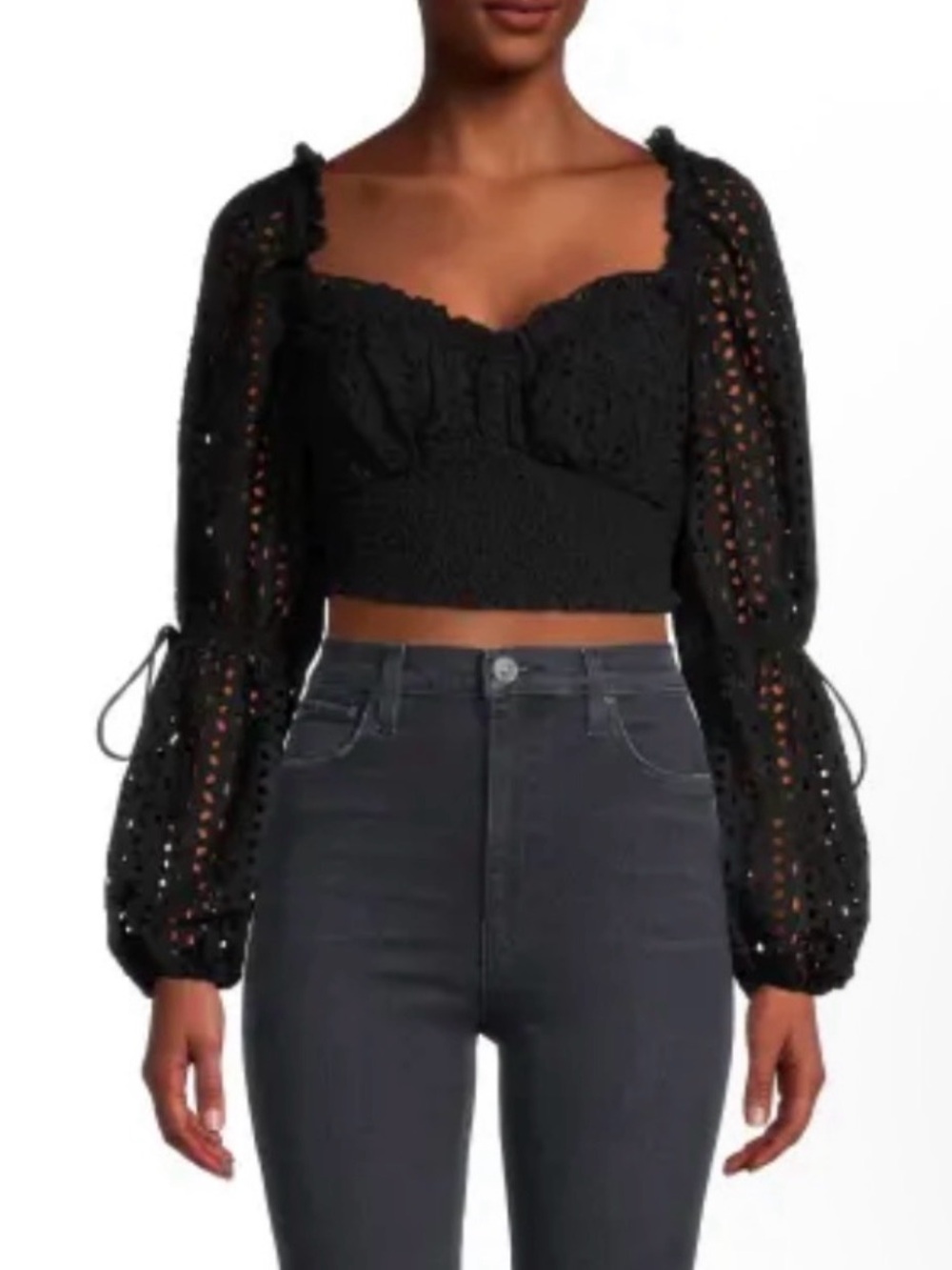 Finders Keepers Maria Lace Smocked Crop Top